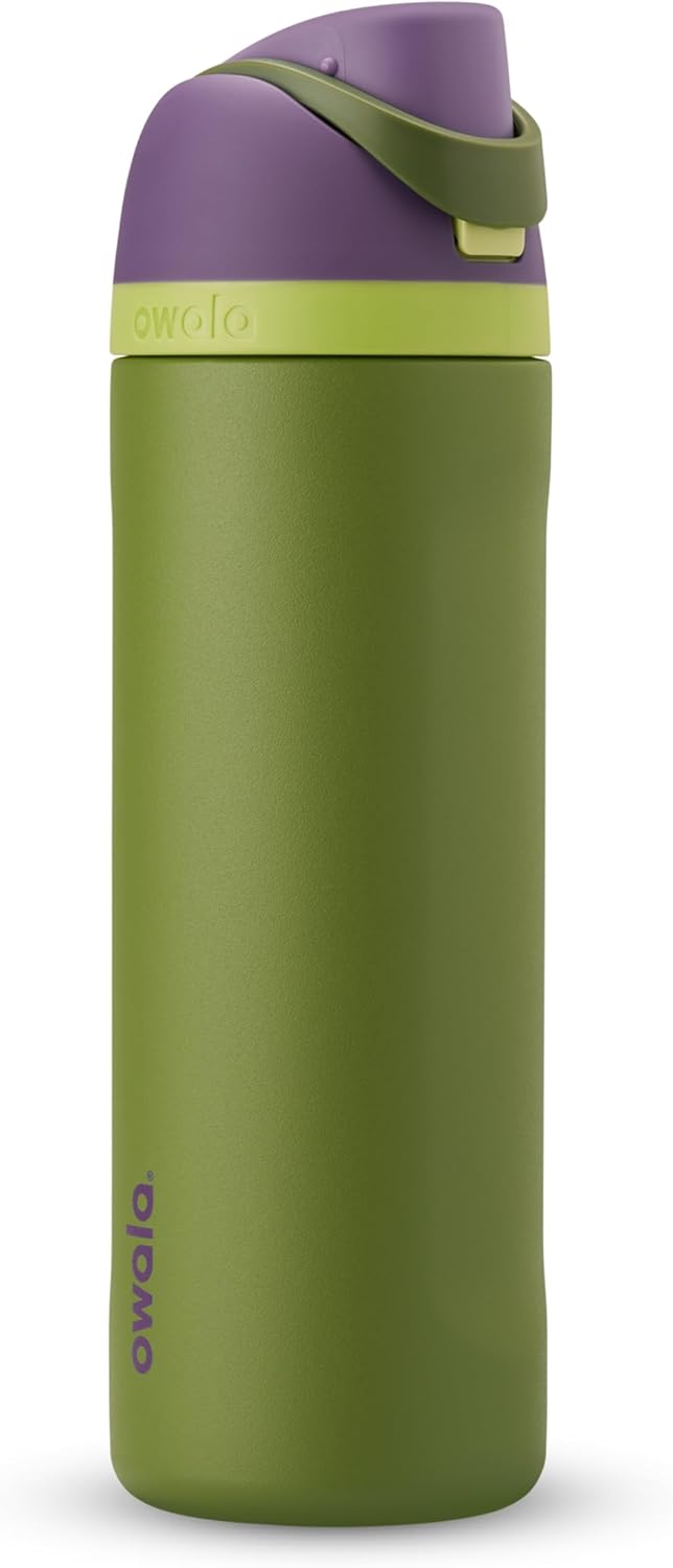 Owala Disney Princess FreeSip - Botella de agua aislada de acero inoxidable con popote para deportes y viajes, botella de agua deportiva sin BPA, 24 onzas, Tiana