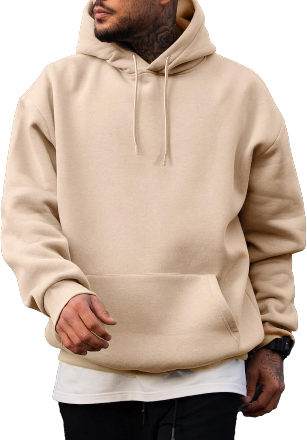 JMIERR - Sudaderas con capucha de manga larga para hombre, estilo casual, con cordón en el cuello, de algodón | Cómodo suéter con forro polar, capucha con cordón ajustable, bolsillo canguro, ajuste regular, lavable a máquina