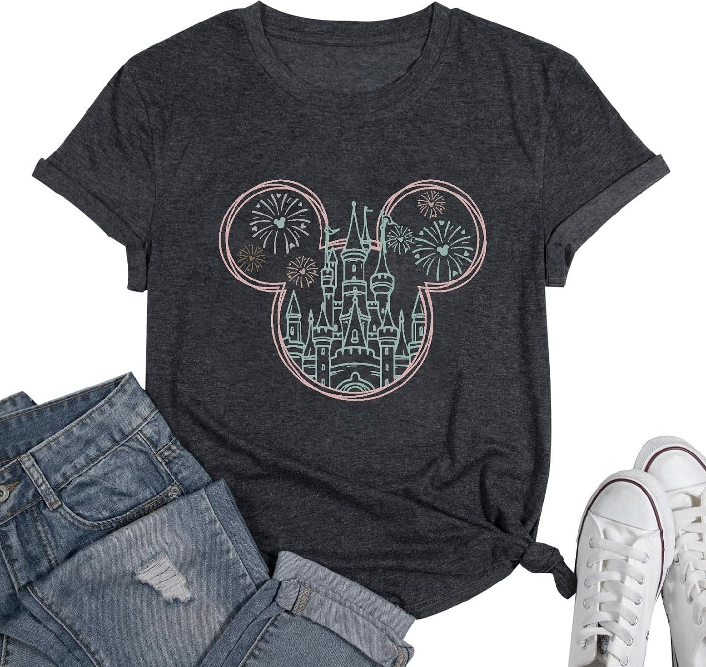 Camisa mágica para mujer, camiseta del Reino Mágico, camiseta gráfica de castillo, vacaciones familiares, tops de manga corta, tops casuales de verano