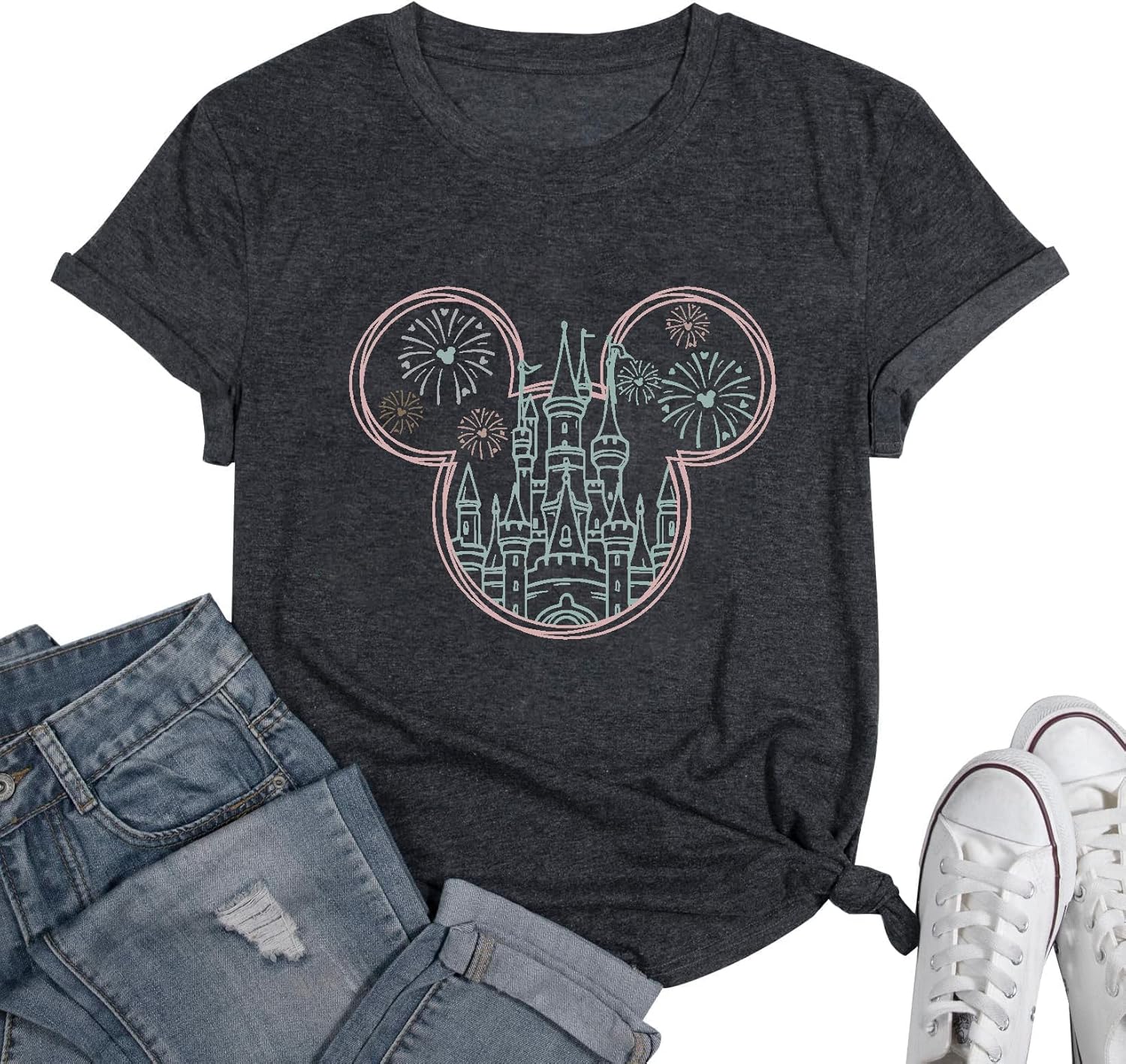 Camisa mágica para mujer, camiseta del Reino Mágico, camiseta gráfica de castillo, vacaciones familiares, tops de manga corta, tops casuales de verano
