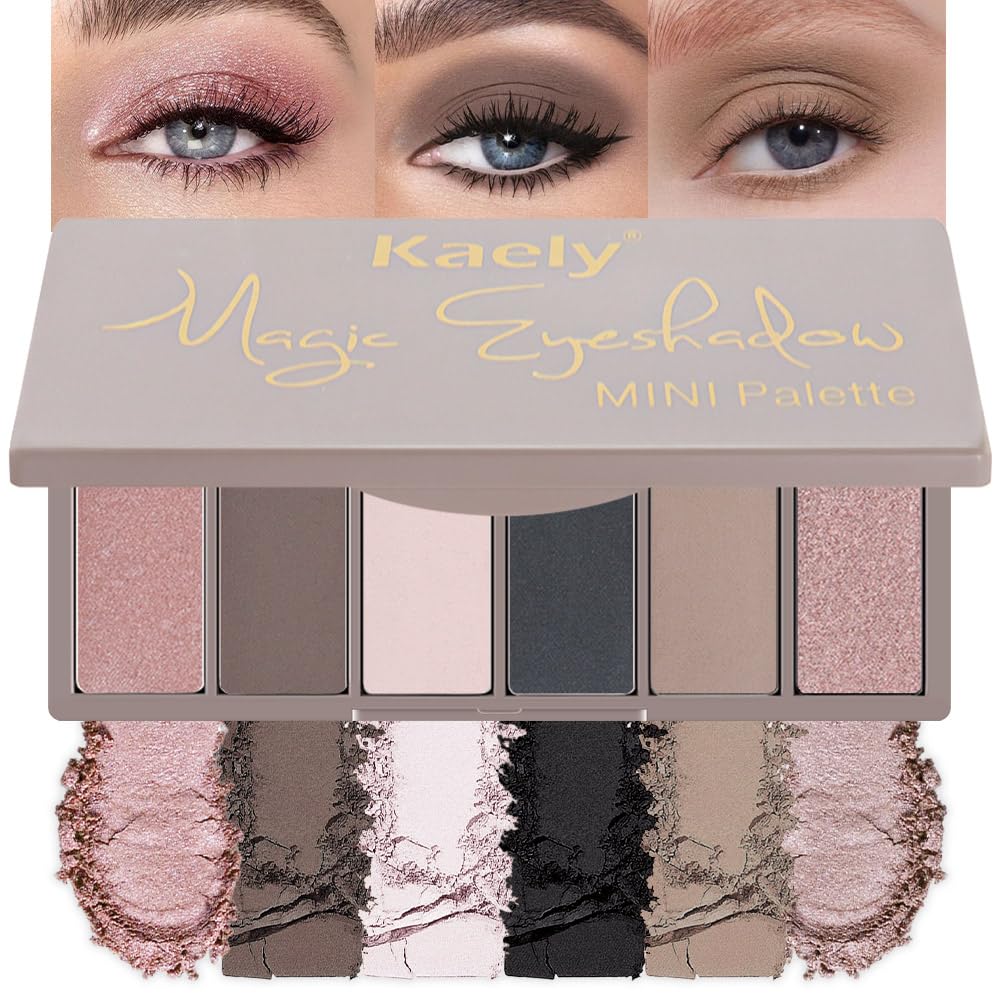 evpct - Paleta de sombra de ojos cuadrada en polvo mate marrón desnudo, rosa desnudo claro, marrón oscuro natural, sombra de ojos mate ahumada de alta pigmentación, mini paleta de maquillaje para