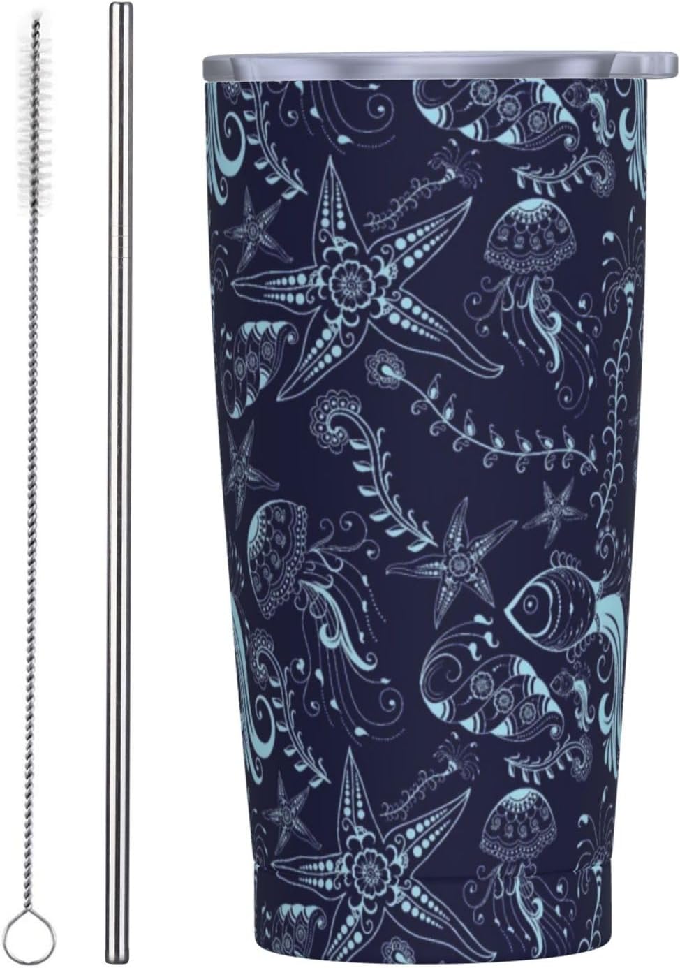 Vaso de mariposa púrpura con tapa y popote, taza de viaje aislada de acero inoxidable de 20 onzas, botella de agua caliente y fría, recuerdo de mariposa azul para hombres y mujeres