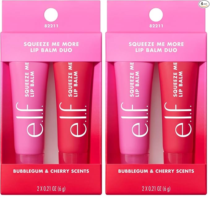 e.l.f. Squeeze Me More Lip Balm Duo - Bálsamo hidratante para un tinte de color transparente, fabricado con ácido hialurónico, vegano y libre de crueldad, mango y sandía