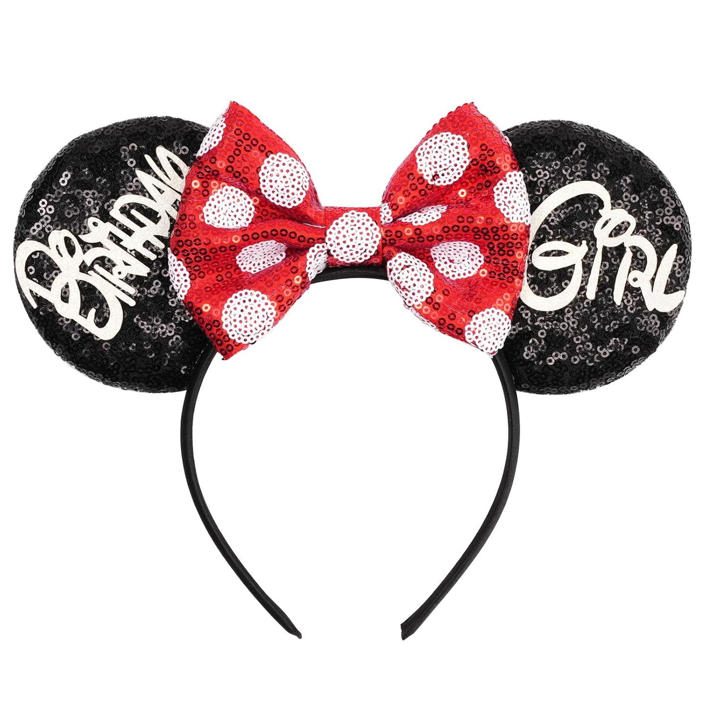 bianbaistar Orejas de ratón brillantes, diadema clásica de lentejuelas negras para adultos y otros usuarios encantadores, accesorio para fiestas de vacaciones o parque de atracciones