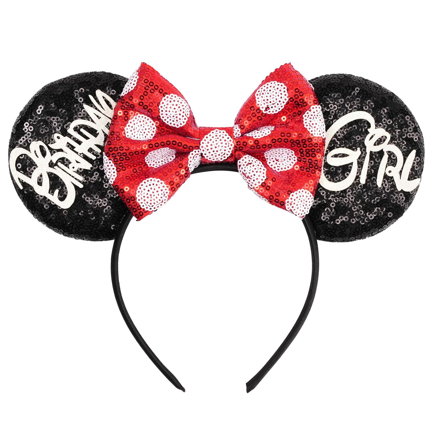 bianbaistar Orejas de ratón brillantes, diadema clásica de lentejuelas negras para adultos y otros usuarios encantadores, accesorio para fiestas de vacaciones o parque de atracciones