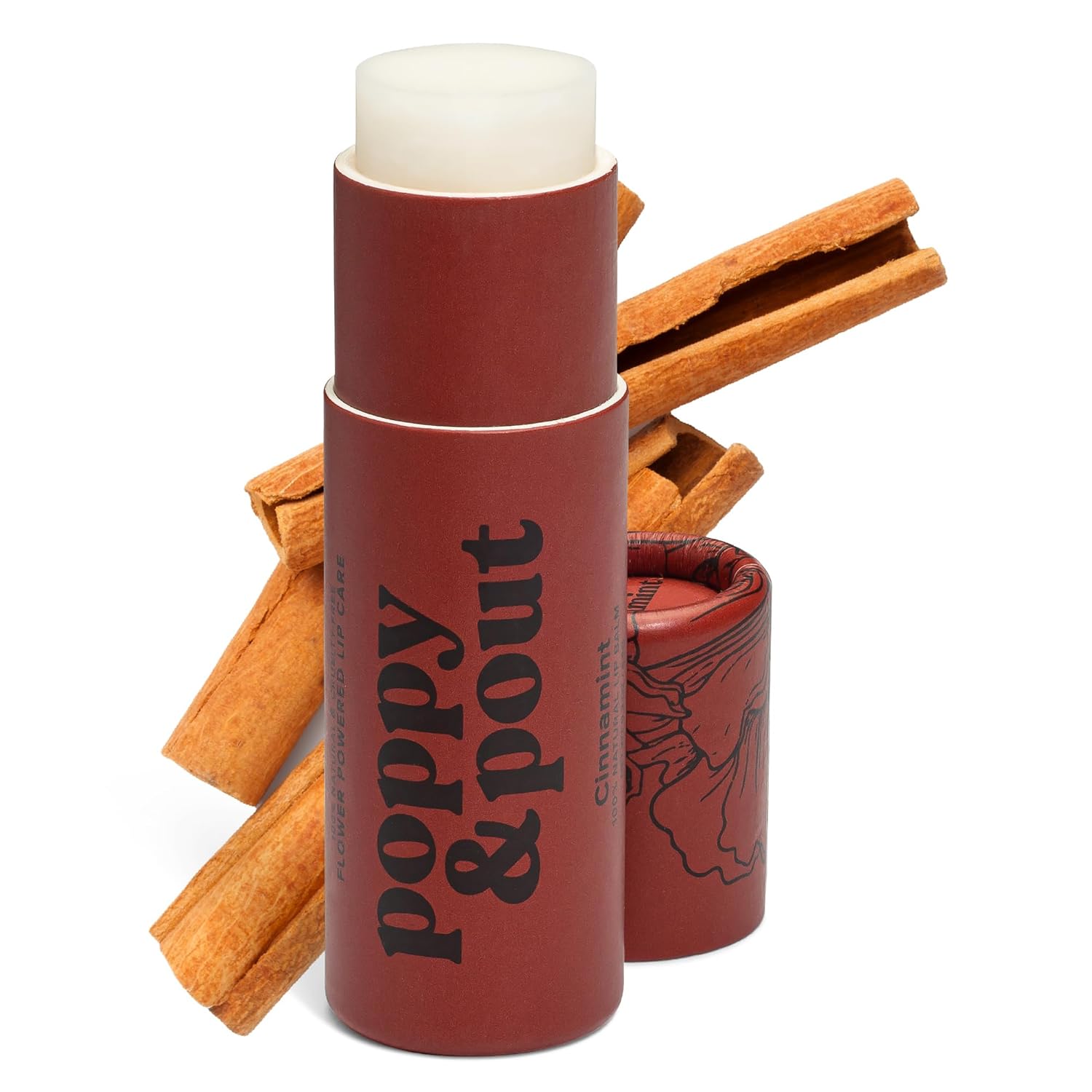 Poppy & Pout Bálsamo labial totalmente natural, tubo de cartón de 0.3 onzas, relleno a mano, cera de abejas, vitamina E, aceite de coco orgánico, libre de crueldad (flor de limón)