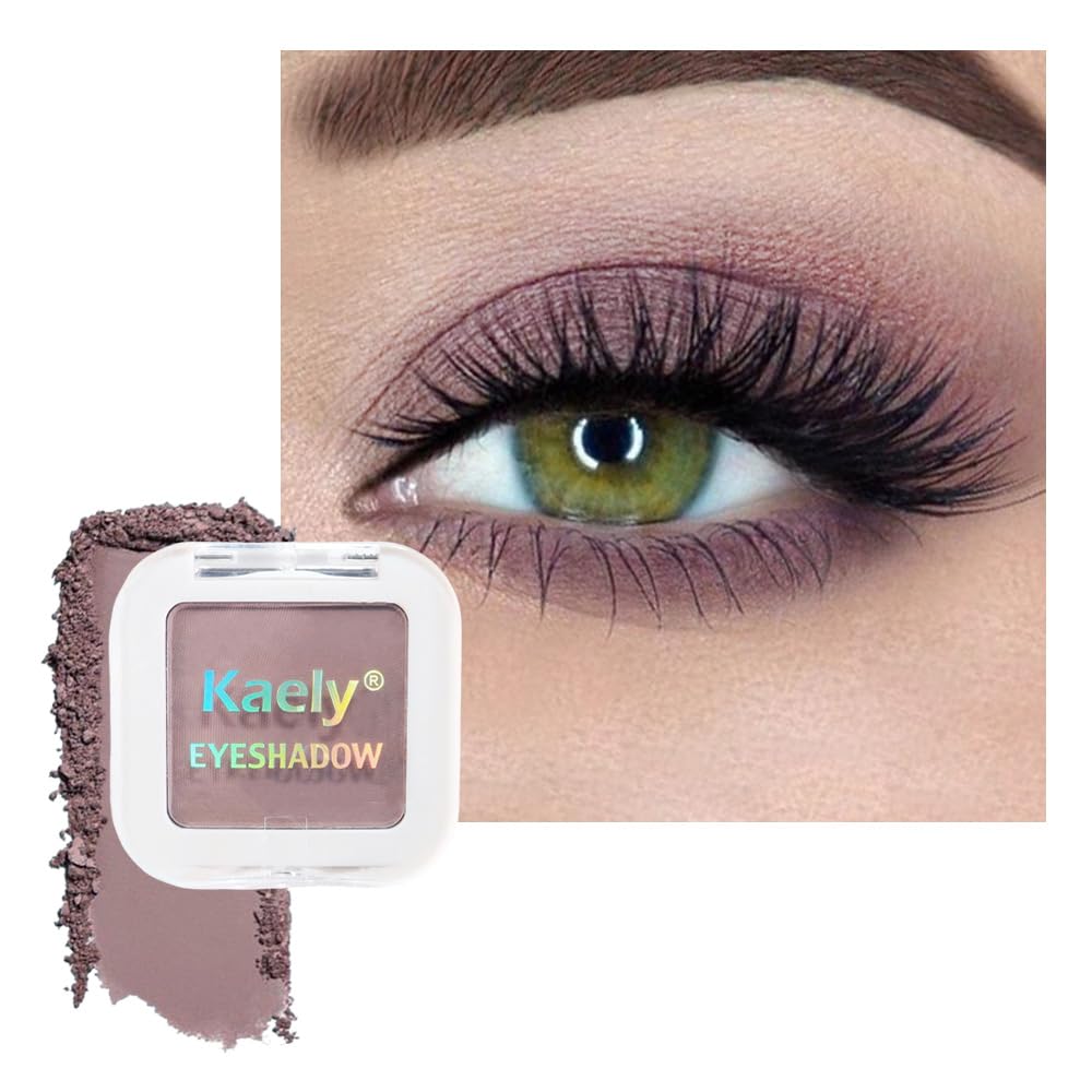 Kaely Maquillaje de sombra de ojos individual prensado, marrón nude claro mate altamente pigmentado, paleta de sombras de ojos monocromáticas altamente pigmentadas, mini sombra de ojos en polvo neutro impermeable, sombras para ojos, ligero mezclable, 13