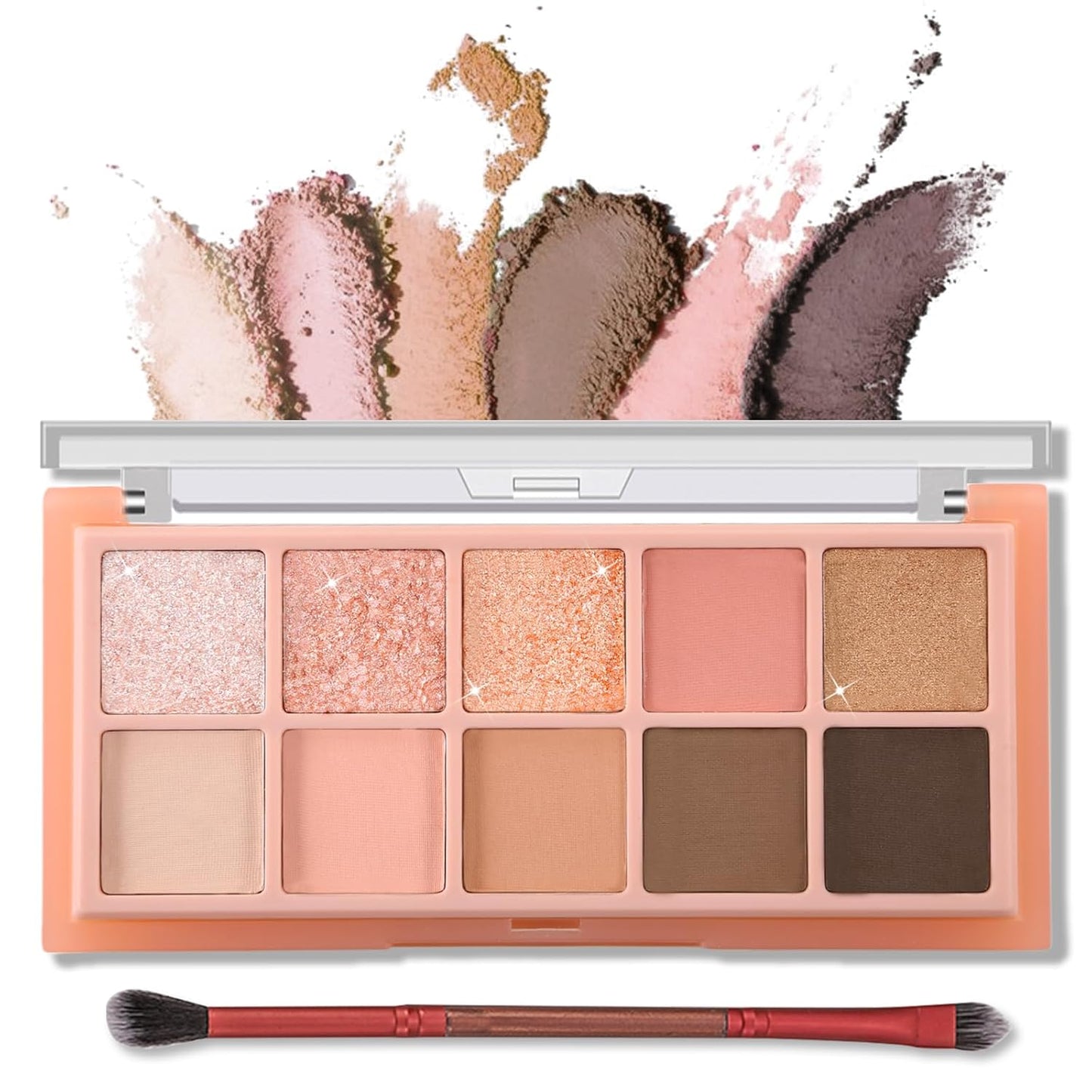 Erinde 10 colores paleta de sombra de ojos desnuda, paleta de maquillaje de sombra de ojos mate marrón taupe, paleta de ojos ahumados gris neutro, ultra-mezclable, sombra de ojos natural de larga