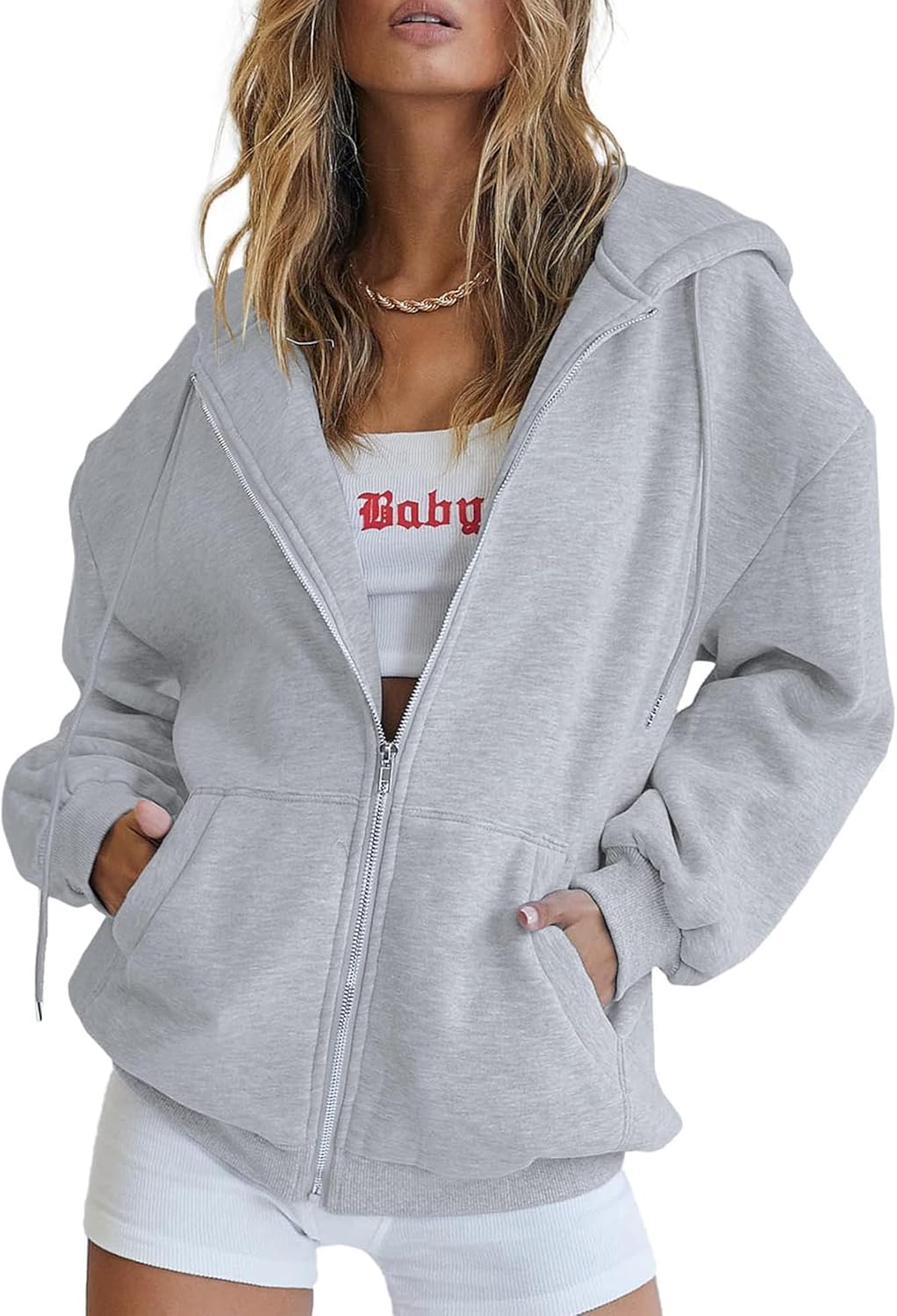 PRETTYGARDEN Sudaderas con capucha Y2K con cremallera para mujer, estilo casual, manga larga, para otoño e invierno, chaquetas con bolsillos