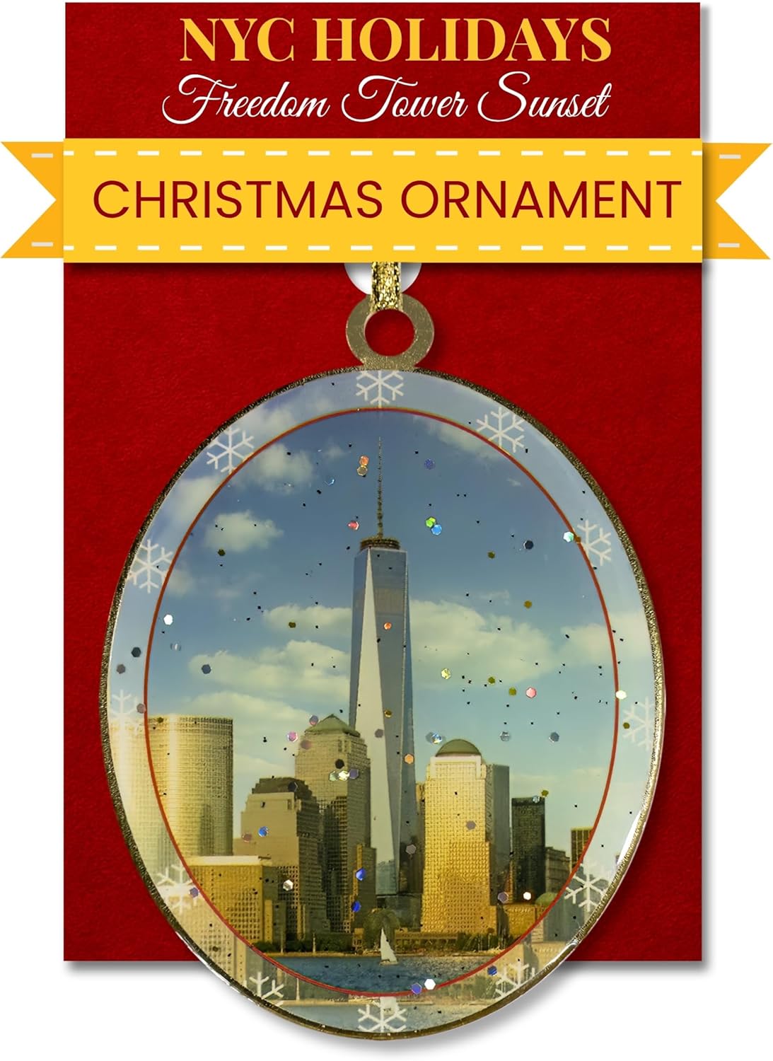 Adorno Love Bridge in Central Park Winter New York, coleccionable de Navidad de Nueva York, latón de doble cara con purpurina y epoxi, caja de regalo, 2.5 x 3 pulgadas por ArtMalore