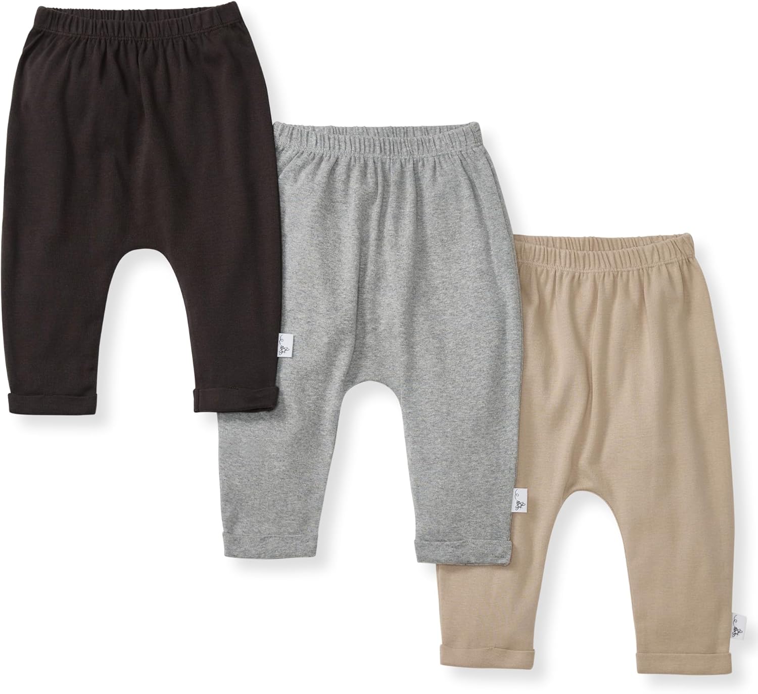 Burt's Bees Baby Unisex Knit Jogger Pants, 3-Pack Baby Sweatpants, 100% Organic Cotton Infant Bottoms