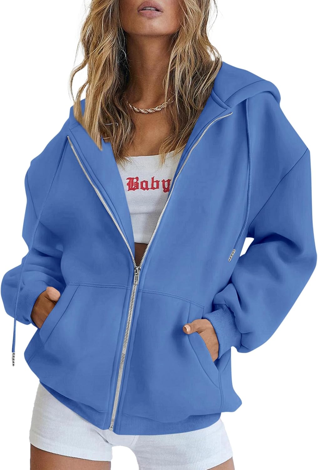 PRETTYGARDEN Sudaderas con capucha Y2K con cremallera para mujer, estilo casual, manga larga, para otoño e invierno, chaquetas con bolsillos