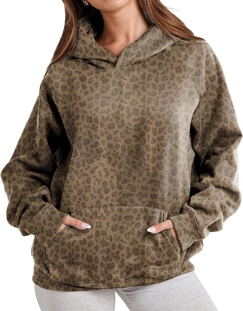 Anoumcy - Sudadera con capucha de camuflaje para mujer, con hoja de arce y forro de vellón, estilo holgado