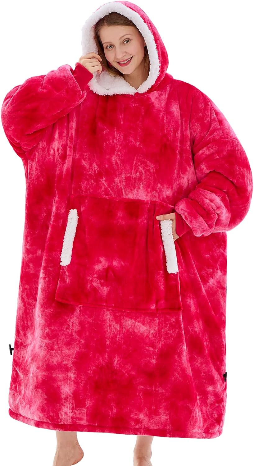 yescool - Cobija con capucha, sudadera de franela de forro polar sherpa para adultos, mujeres y hombres, talla única