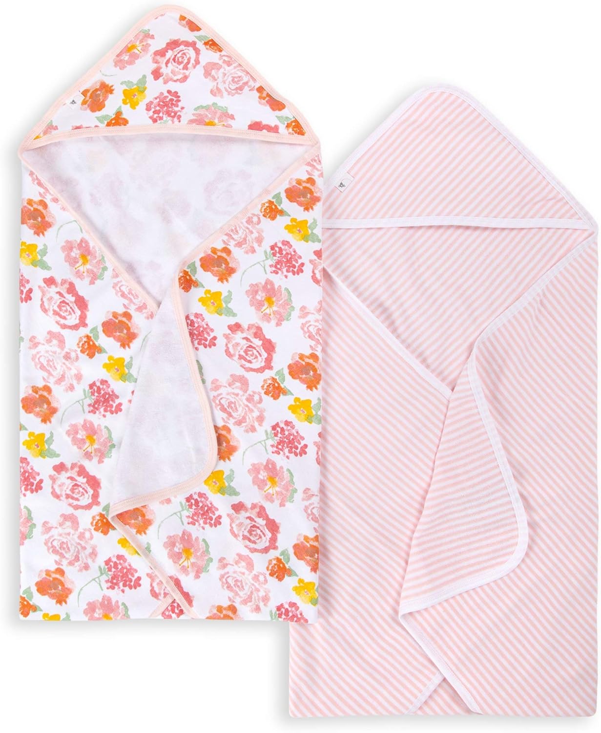 Toalla orgánica con capucha de una sola capa para bebé de Burt's Bees Baby, Paquete de 2, Pequeños patos | Toalla con capucha de algodón 100% orgánico de rizo suave y absorbente que es duradera y suave, mide 29 x 29 pulgadas