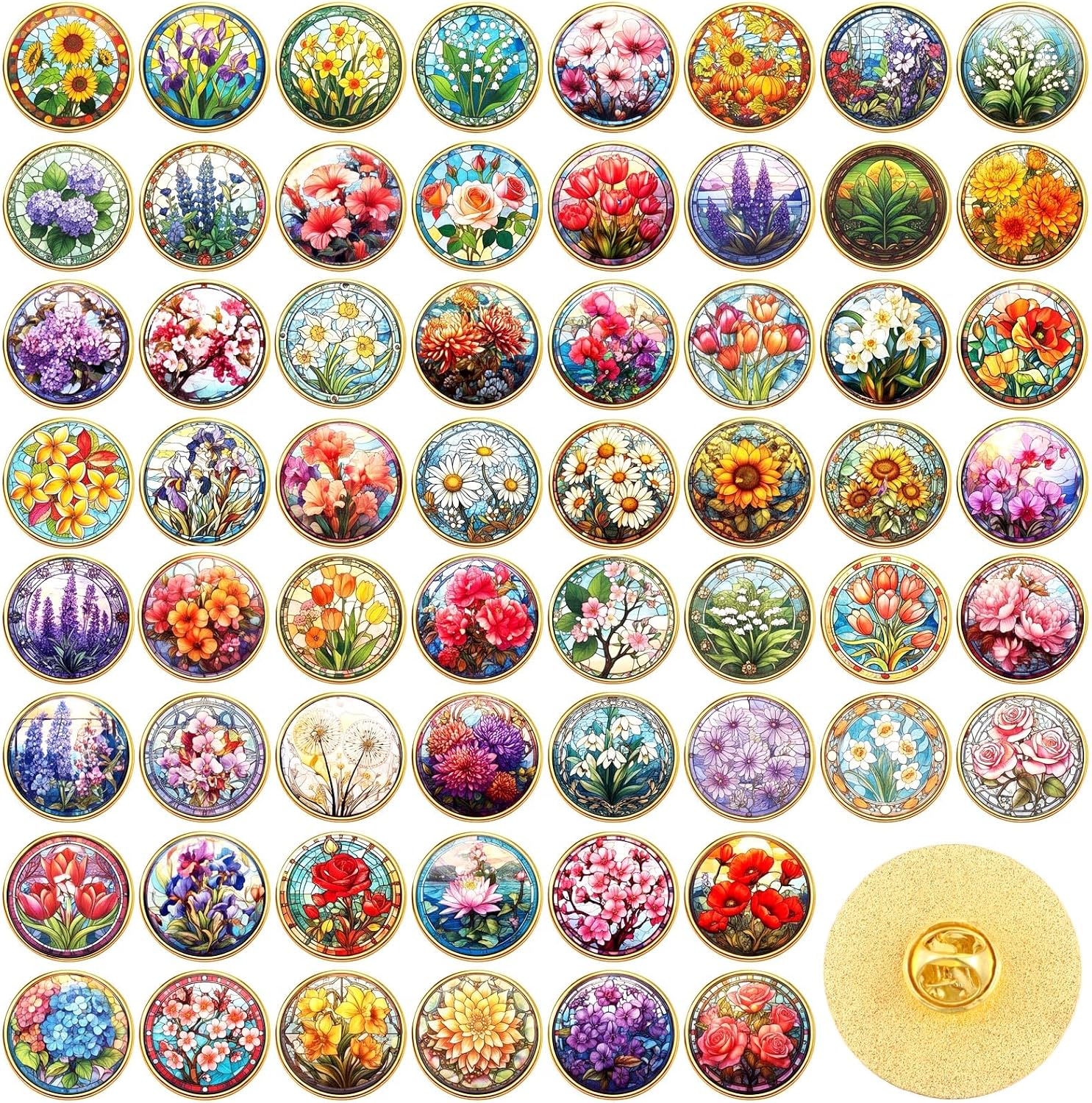 Landical 30 piezas, lindos pines de esmalte a granel, flores de plantas, animales, Halloween, gato negro, gótico, calabazas de otoño, primavera, broches de solapa de dibujos animados, pin de joyería