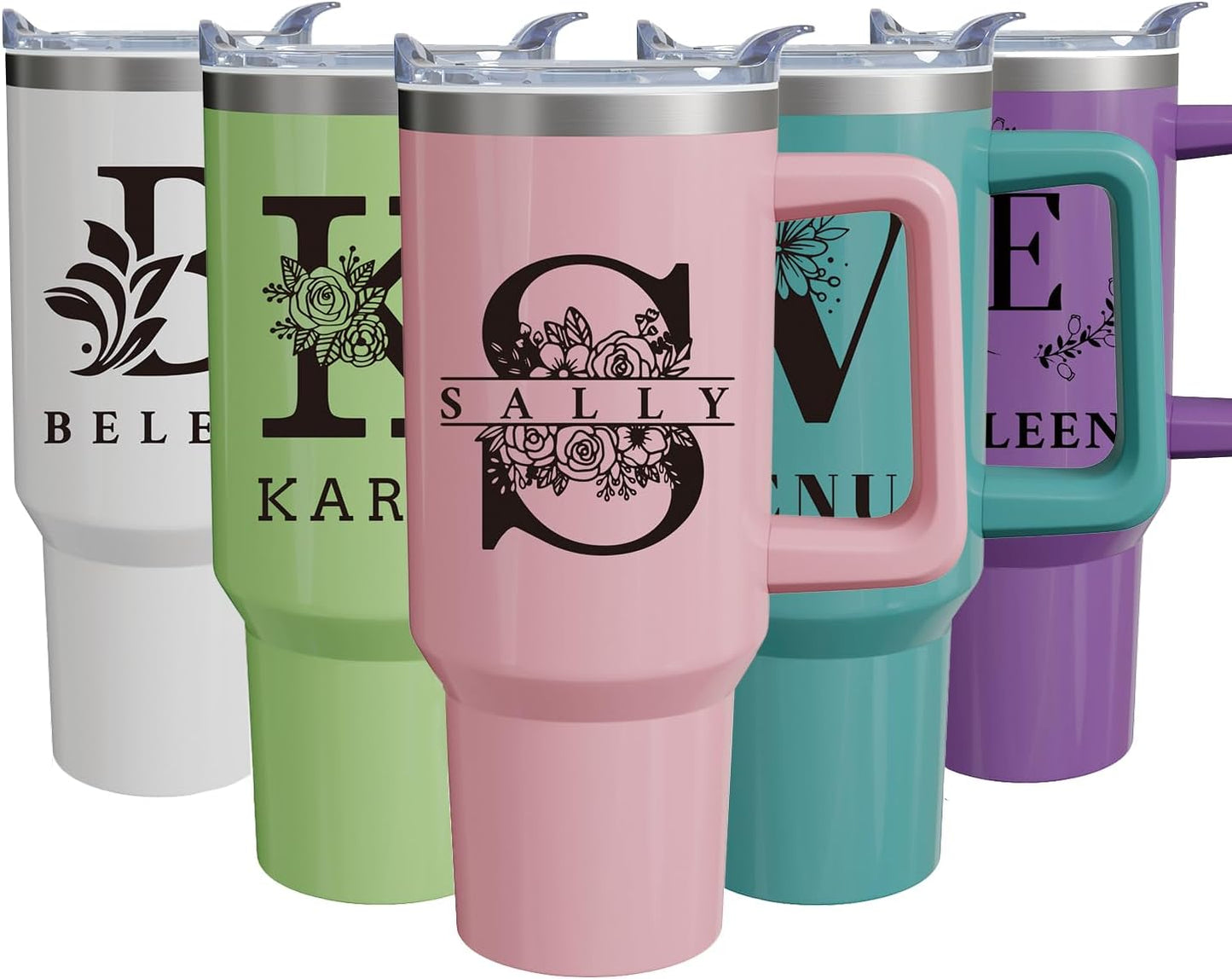 Vaso de acero inoxidable de 30 onzas con asa, tapa y pajita, taza aislada con lazo de estrella para regalos y viajes de mujer