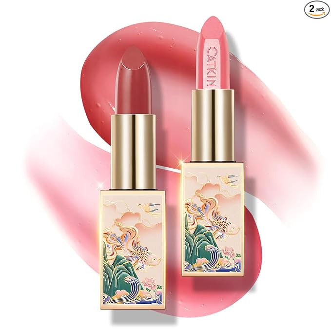 CATKIN Bálsamo labial tintado con purpurina para labios ultra hidratante, humectante labial, cuidado de labios con vitamina E nutritivo para labios agrietados y secos, 0.12 onzas, C15 Destiny, rojo