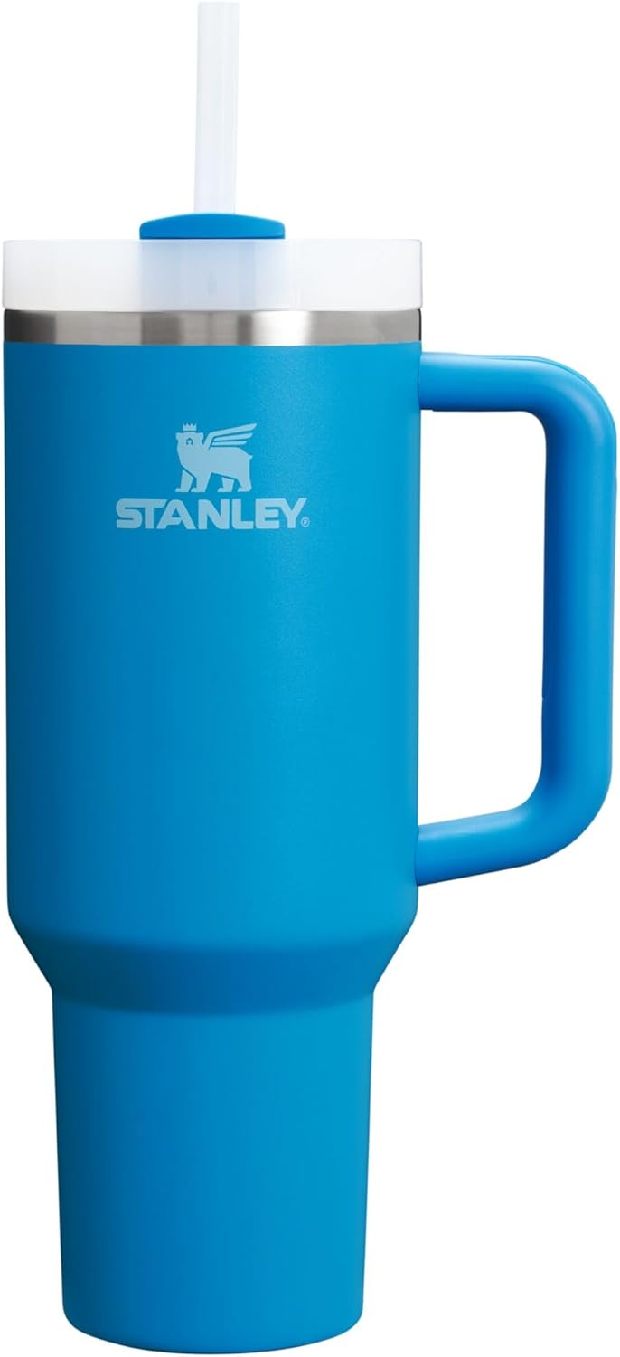 Stanley Quencher H2.0 - Vaso de acero inox. con asa, pajilla y tapa FlowState giratoria de 3 posiciones; aislamiento térmico/sin BPA; apto p/portavaso p/viaje; 30 oz, coral dorado (Goldenrod Coral)