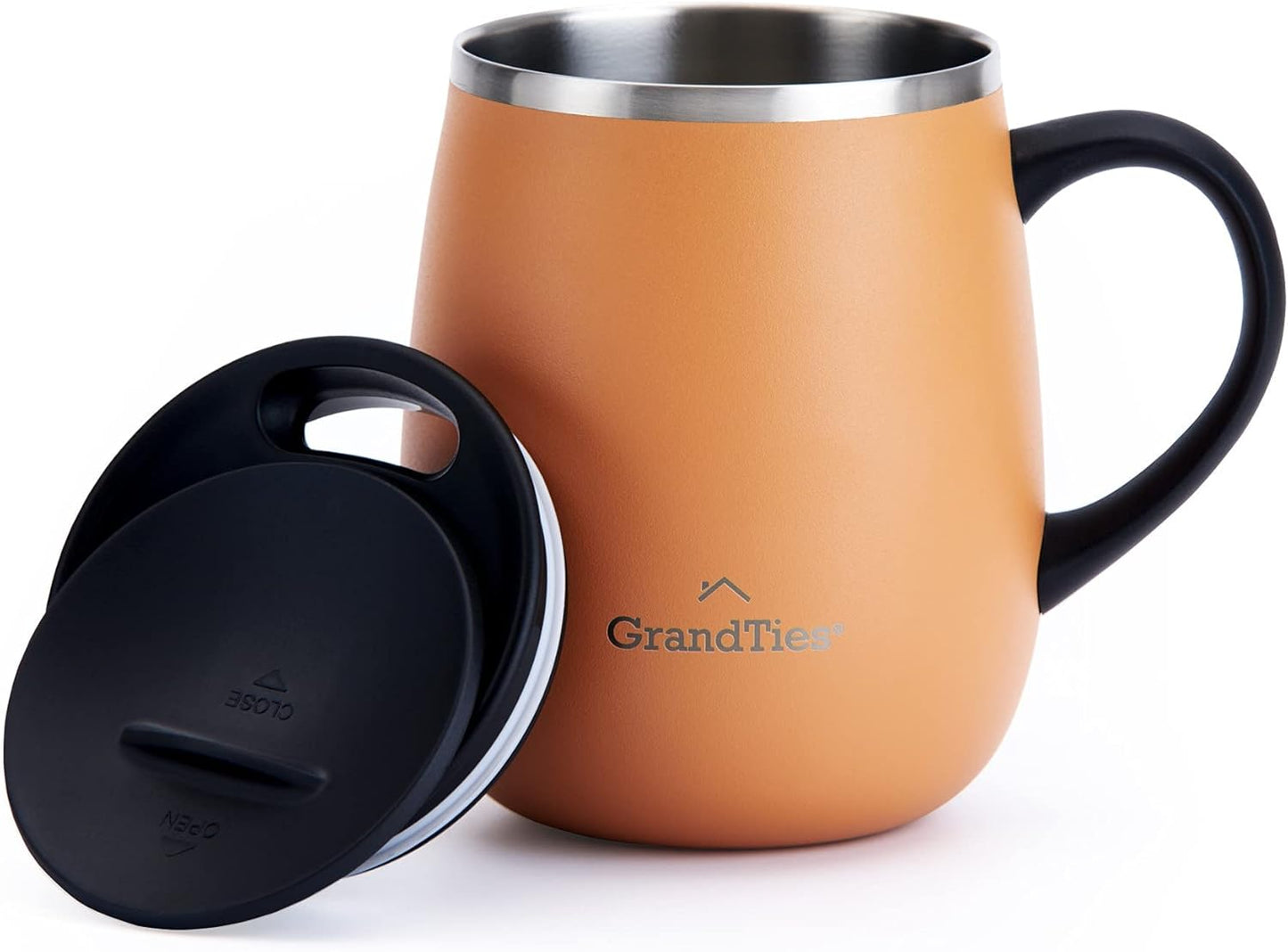 GRANDTIES 19 Colors Premium Vacuum Insulated Mug, 16.2 fl oz (460 ml), Mug with Easy Open Slide Lid, Stainless Steel, Double Wall Vacuum Insulation, Hot & Cold Protection, Popular in Office (Atlantis