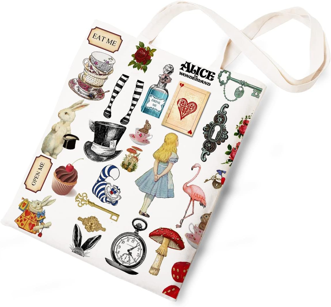 Silhouette of Alice Tote Bag Cotton Reusable Tote Shoulder Bag Fans Canvas Tote Bag For Gifts For Friends Fans