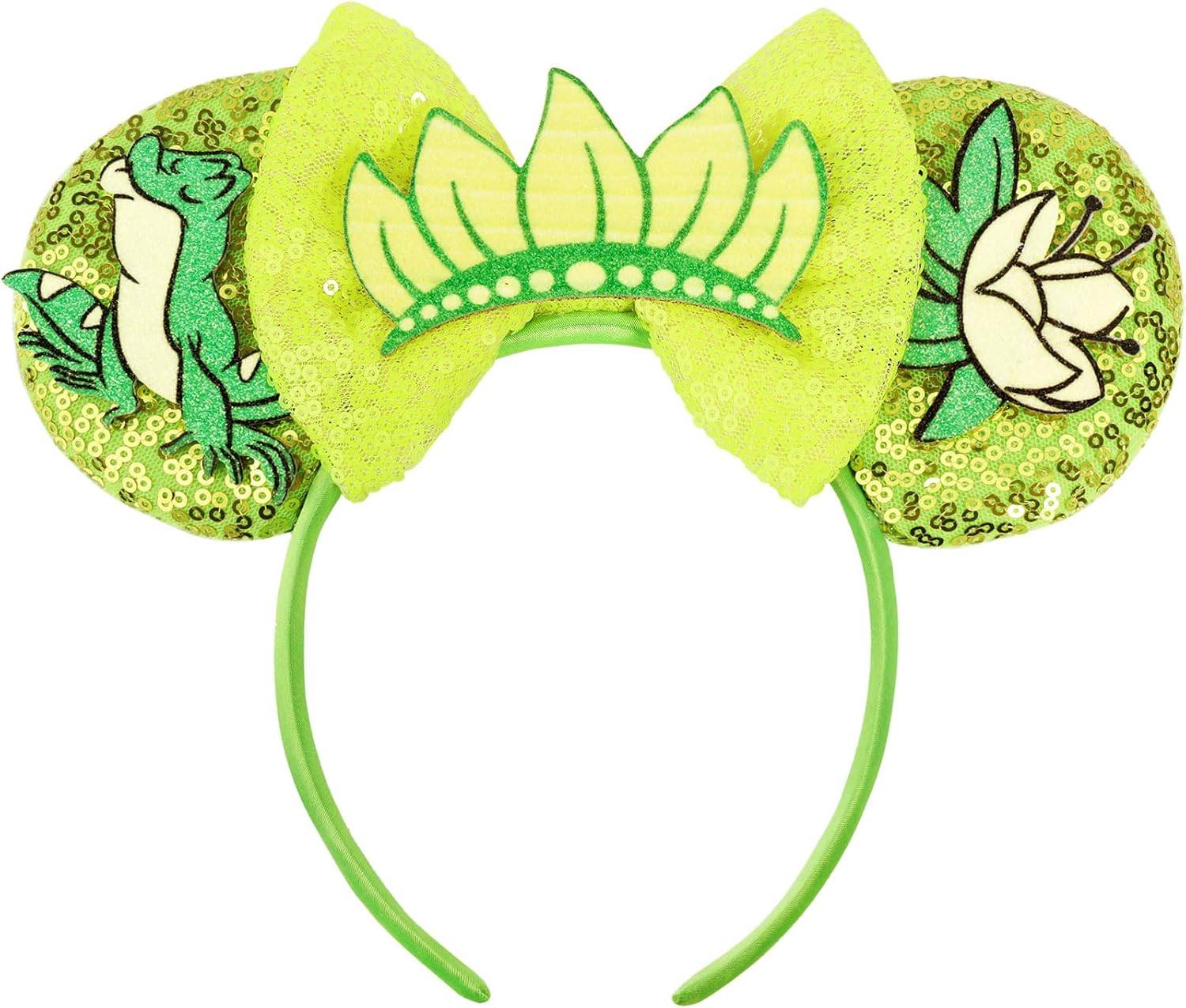 ETLUK - Diadema con orejas de ratón, orejas de animal con lazo de lentejuelas para mujeres y niñas, orejas de parques para accesorios de cosplay, fiesta (León)