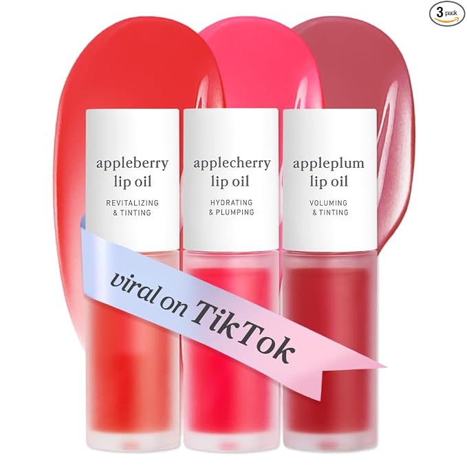 NOONI - Aceite coreano para labios, de larga duración, hidratante, revitalizante para labios secos, impermeable, relleno de calcetines para niñas adolescentes, 0.12 fl.oz, Appleplum