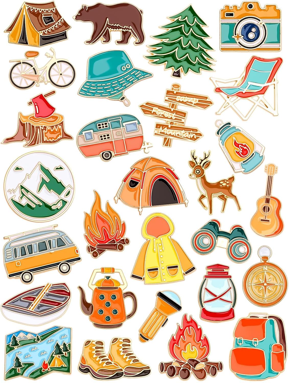 JUNEBRUSHS 28 pines esmaltados de animales, bonitos broches de animales del bosque, elefante, panda, tigre, jirafa, para decoración de fiestas, intercambio, regalo, mochilas, ropa, bolsas, sombreros y accesorios
