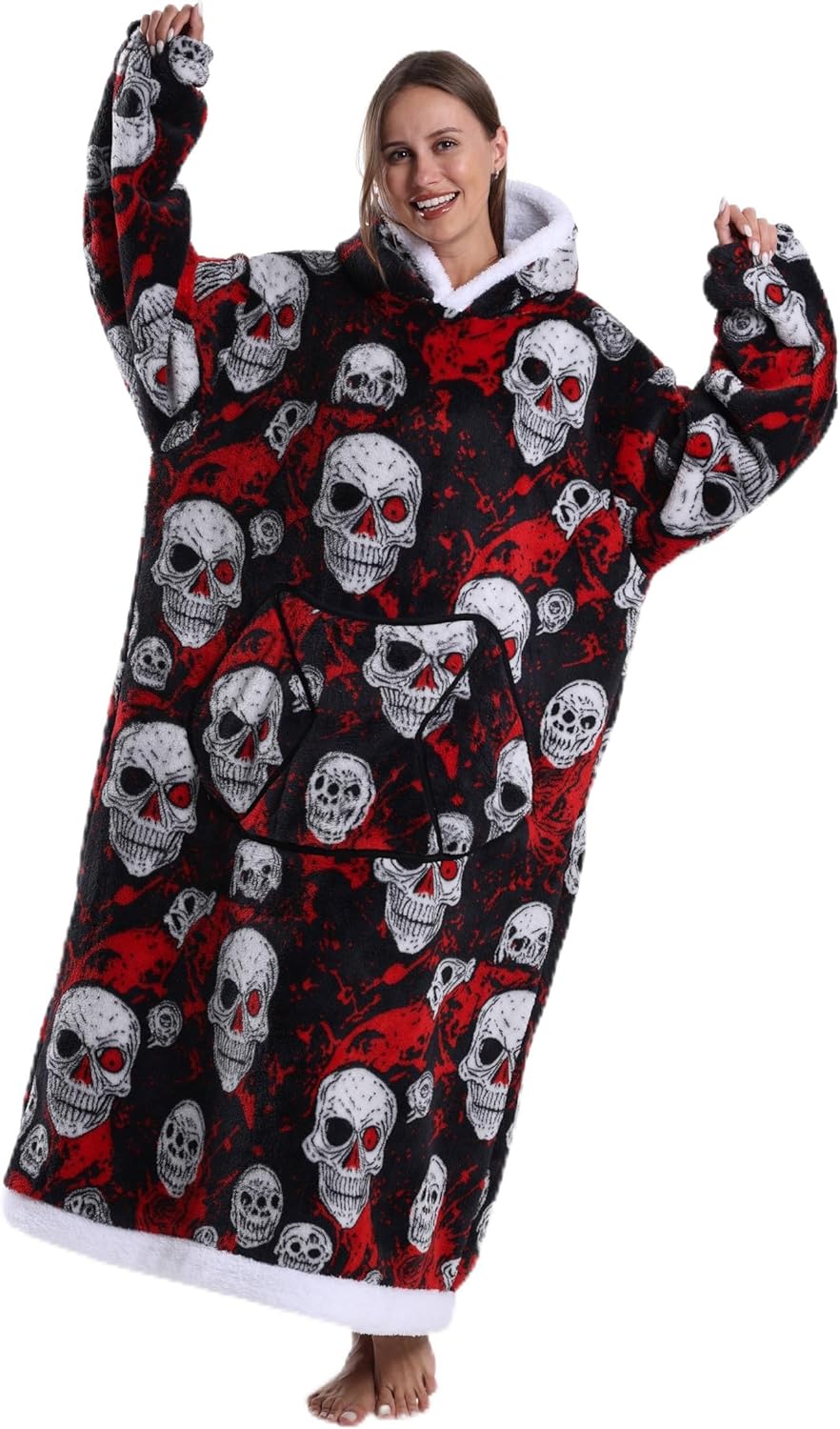Capecage - Manta con capucha, sudadera con capucha larga como regalos de cumpleaños para mujeres y hombres, manta portátil larga para mujeres y hombres.