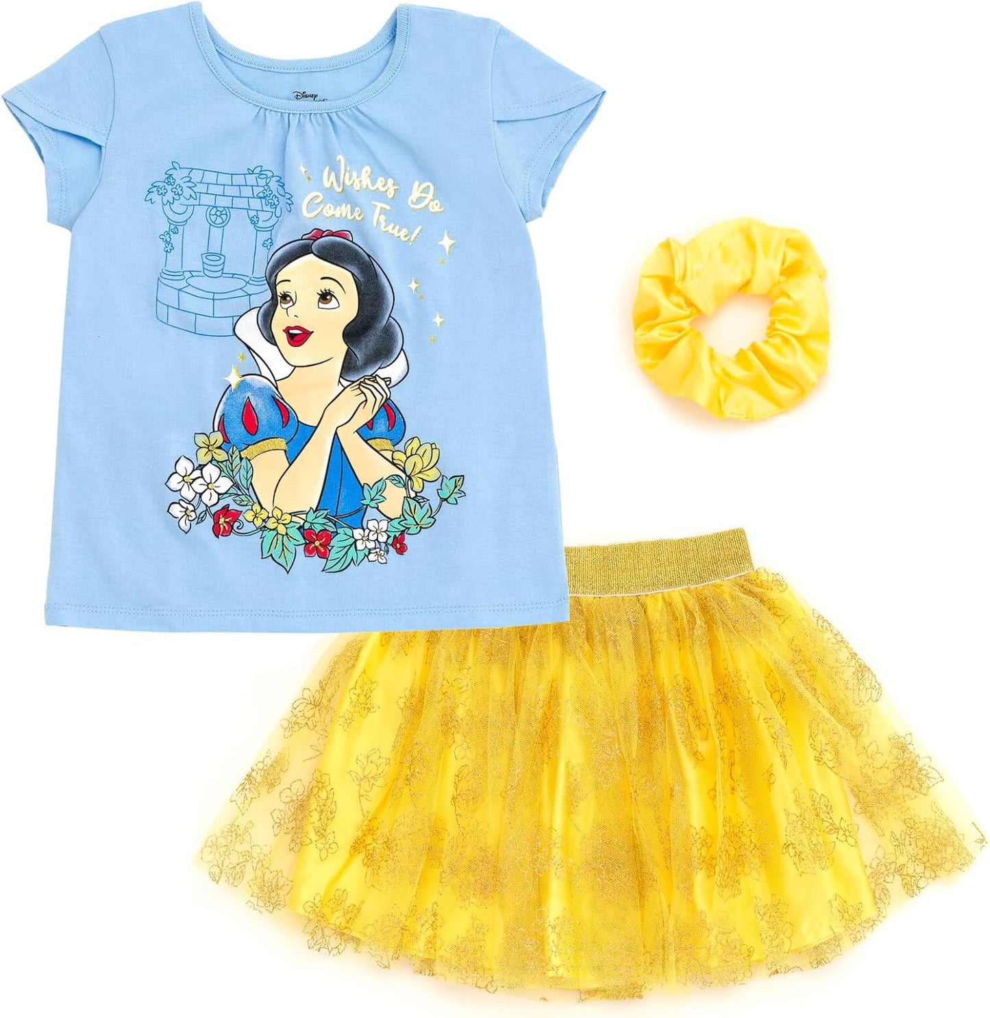 Disney Princess - Conjunto de camiseta y falda tutú para niña con coletero