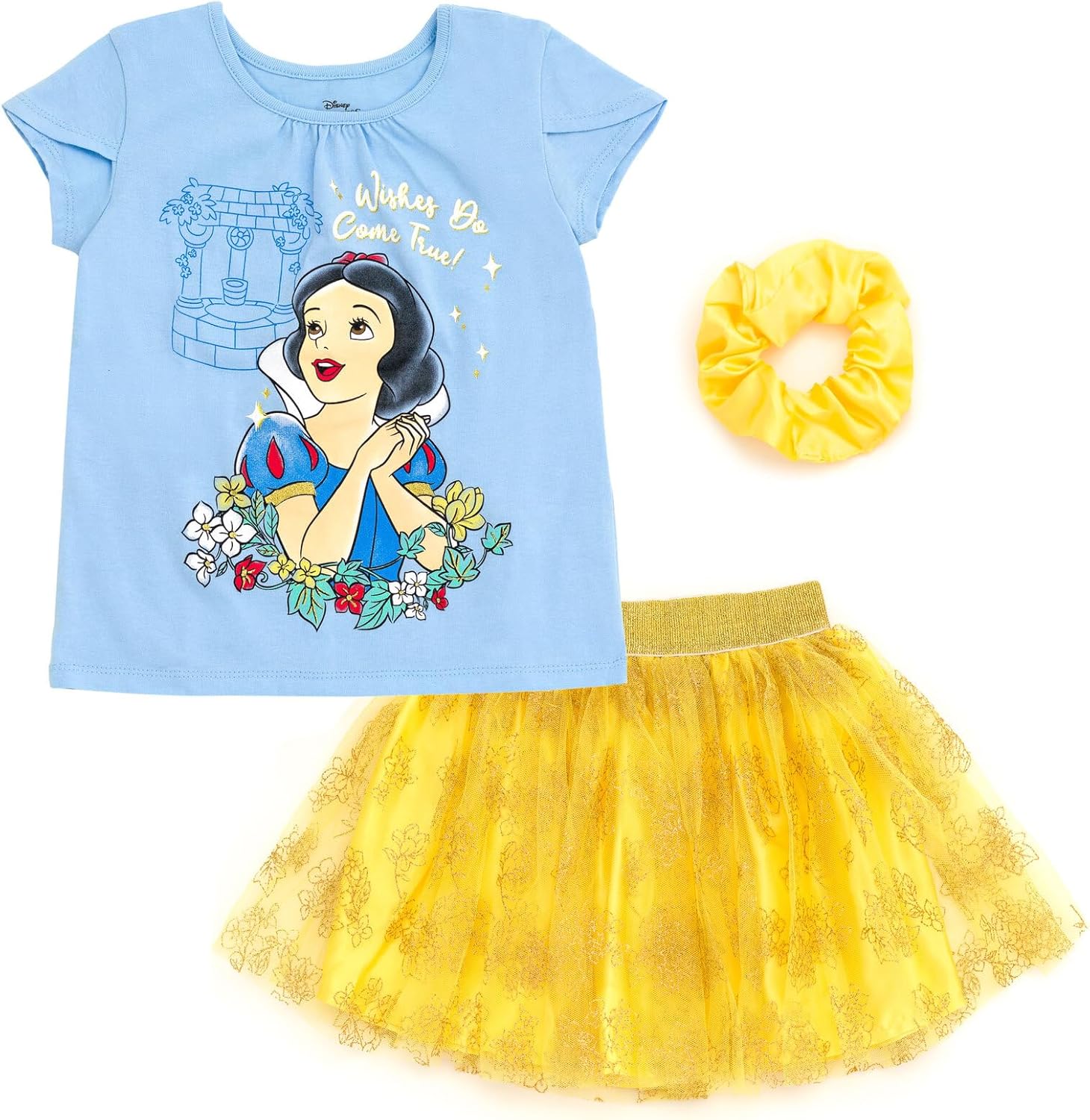 Disney Princess - Conjunto de camiseta y falda tutú para niña con coletero