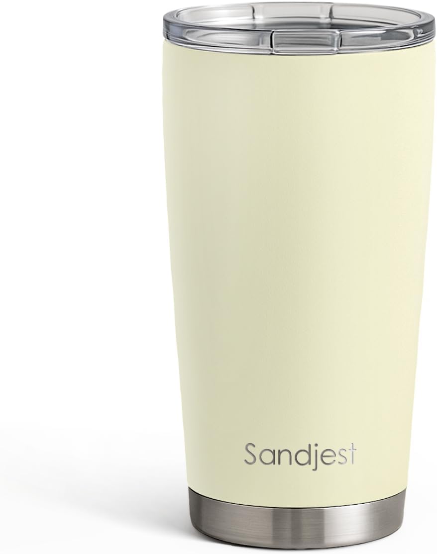 SANDJEST Vaso de acero inoxidable de 20 onzas, taza aislada al vacío de doble pared con tapa, taza de café de viaje para mujeres, niñas, amigos, hermanas, cumpleaños, Navidad (turquesa pálido)