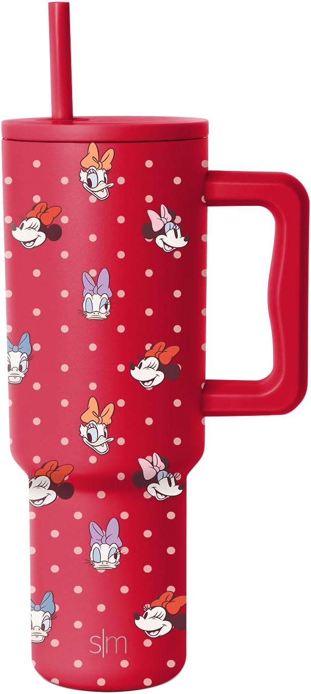 Simple Modern Disney Vaso Tumbler de 40 oz con Asa y Tapa con Pajita | Botella de Agua de Acero Inoxidable Aislada Reutilizable Taza de Viaje | Regalos para Mujeres Hombres Él Ella | Colección Trek |