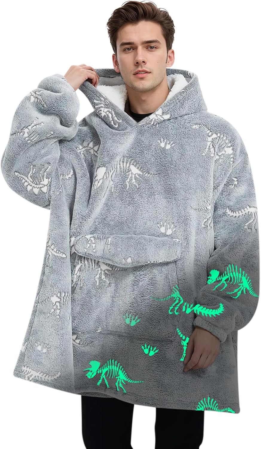 Mewkou - Manta con capucha portátil para adultos, manta con capucha de forro polar sherpa de gran tamaño para mujeres y hombres, Dachshund