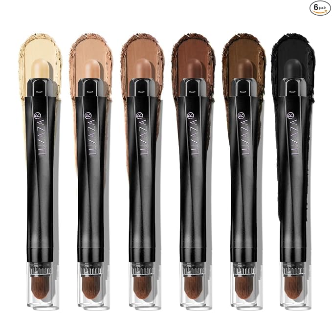 LUXAZA PRO Neutral Eyeshadow Stick Makeup 6PCS Set, Brown Nude Metallic Shimmer Matte Cream Eye Shadow Palette Eyeliner Brightener Pencil Crayon, Party Makeup - BROWN CANYON