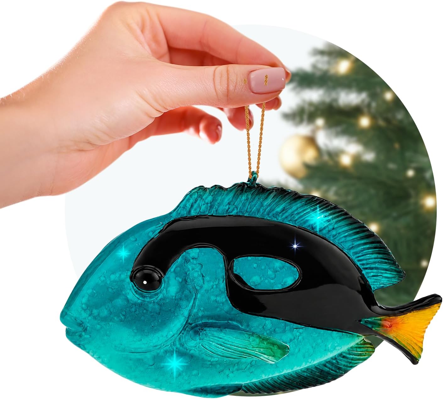 Adorno de tortuga marina azul, decoraciones navideñas pintadas a mano 2023, temática de playa, decoración del océano, adornos de árbol de Navidad, ideal para rellenar calcetines en embalaje de regalo rengöra