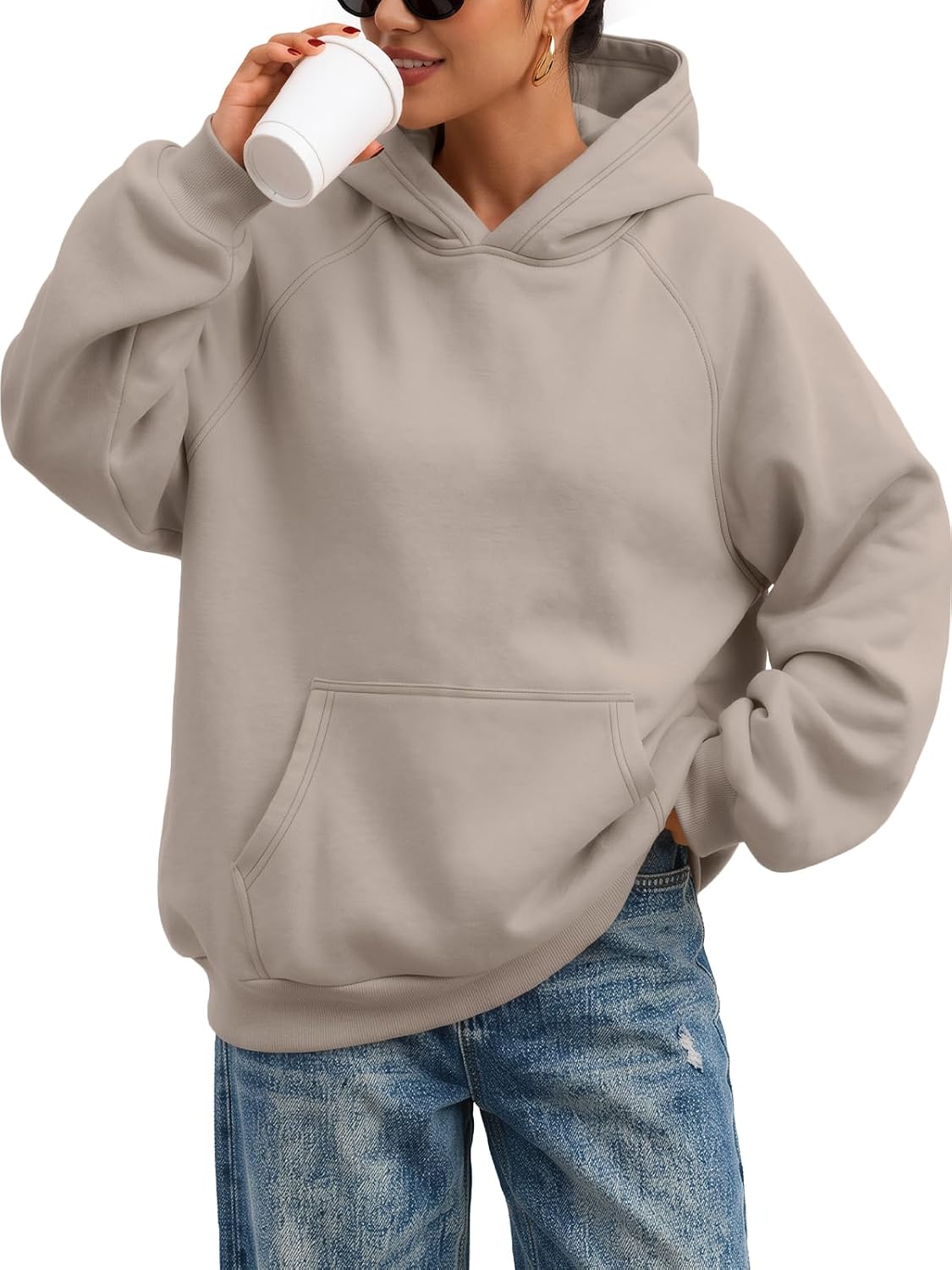Trendy Queen Sudaderas con capucha de gran tamaño para mujer, cómodas sudaderas de forro polar, cómodas sudaderas de otoño 2026