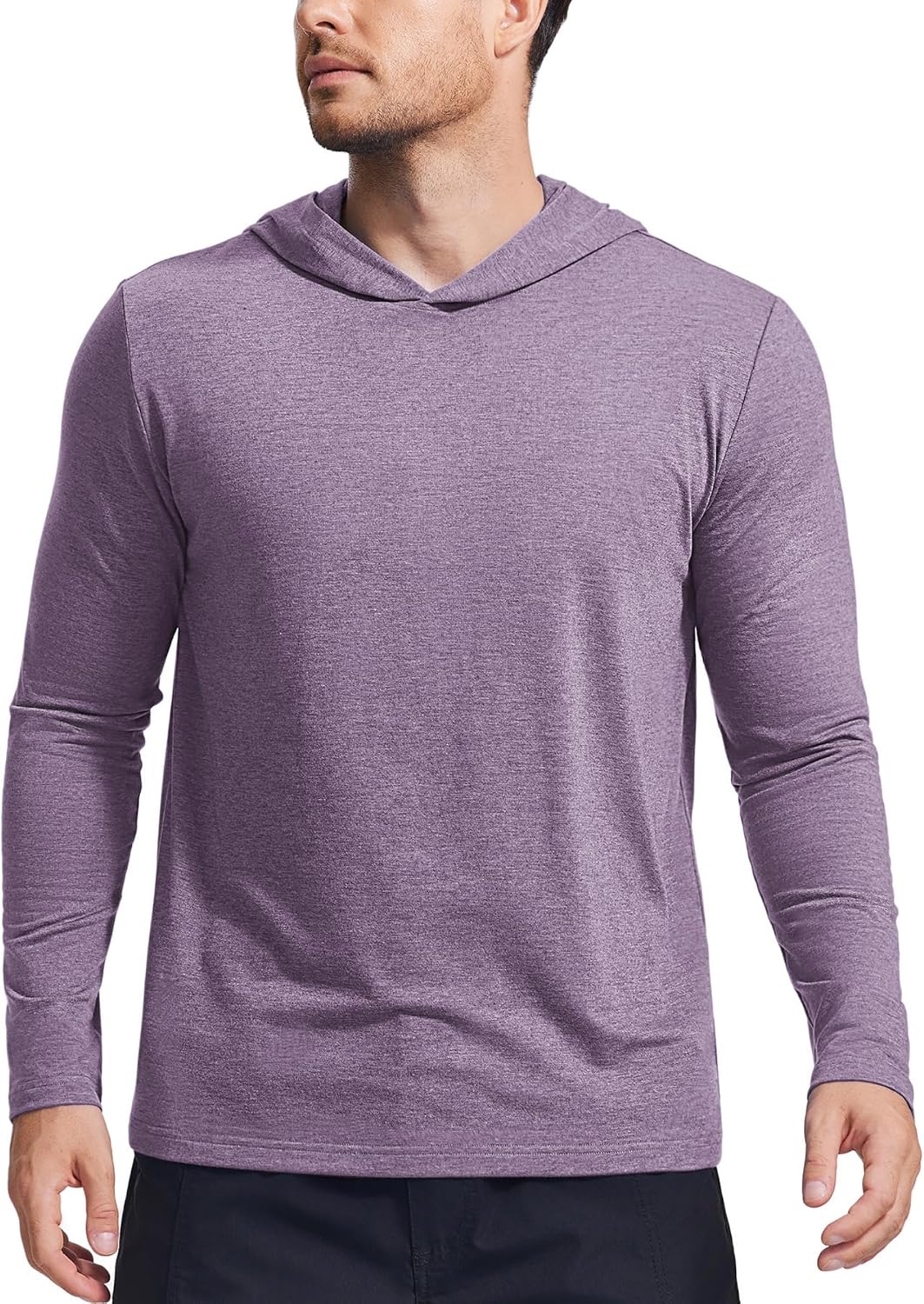PINSPARK Sudaderas ligeras con capucha tipo pullover para hombres, manga larga, sudadera con capucha para golf, gimnasio, entrenamiento, sudadera atlética
