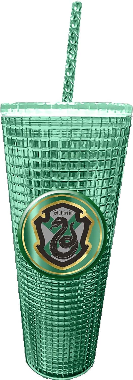 Spoontiques Peanuts Vaso de diamantes, 20 oz - Vaso texturizado con pajita, aislamiento de doble pared, sin BPA - Snoopy