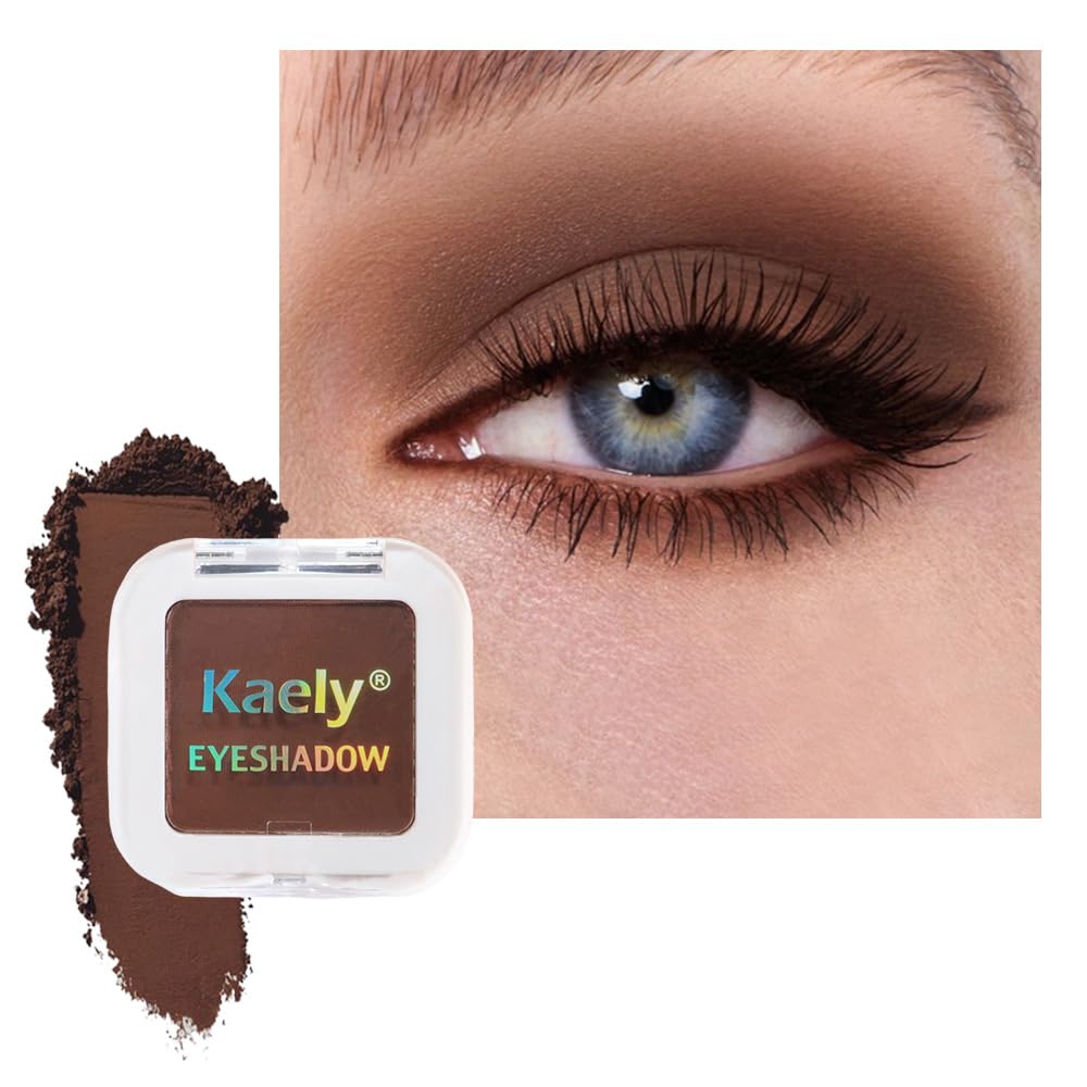 Kaely Maquillaje de sombra de ojos individual prensado, marrón nude claro mate altamente pigmentado, paleta de sombras de ojos monocromáticas altamente pigmentadas, mini sombra de ojos en polvo neutro impermeable, sombras para ojos, ligero mezclable, 13