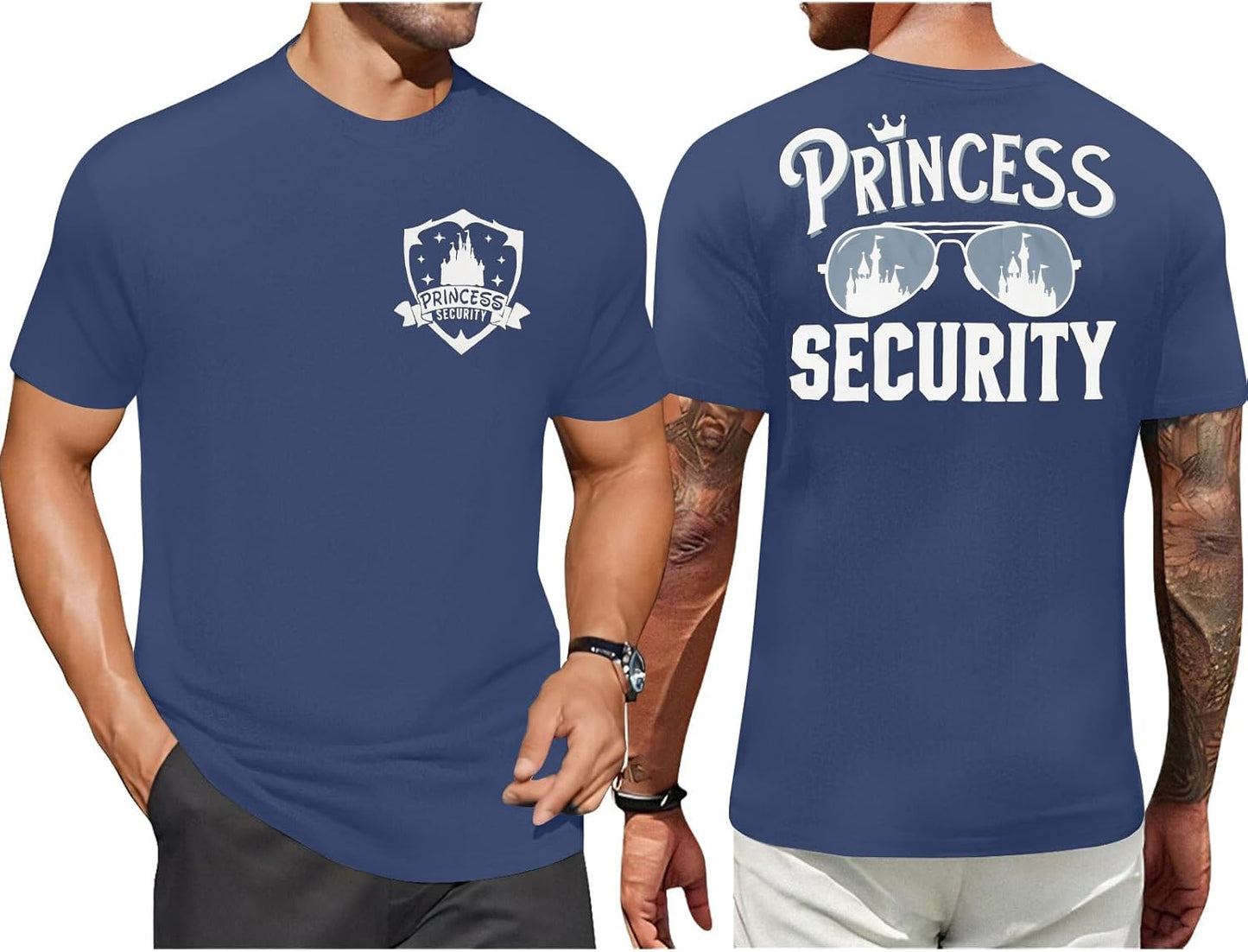 FRYAID Camiseta del Equipo de Seguridad de Princesas para Hombres Camiseta Mágica Reino Mágico Camisetas Papá Fiesta de Cumpleaños Viaje Familiar Tops de Manga Corta