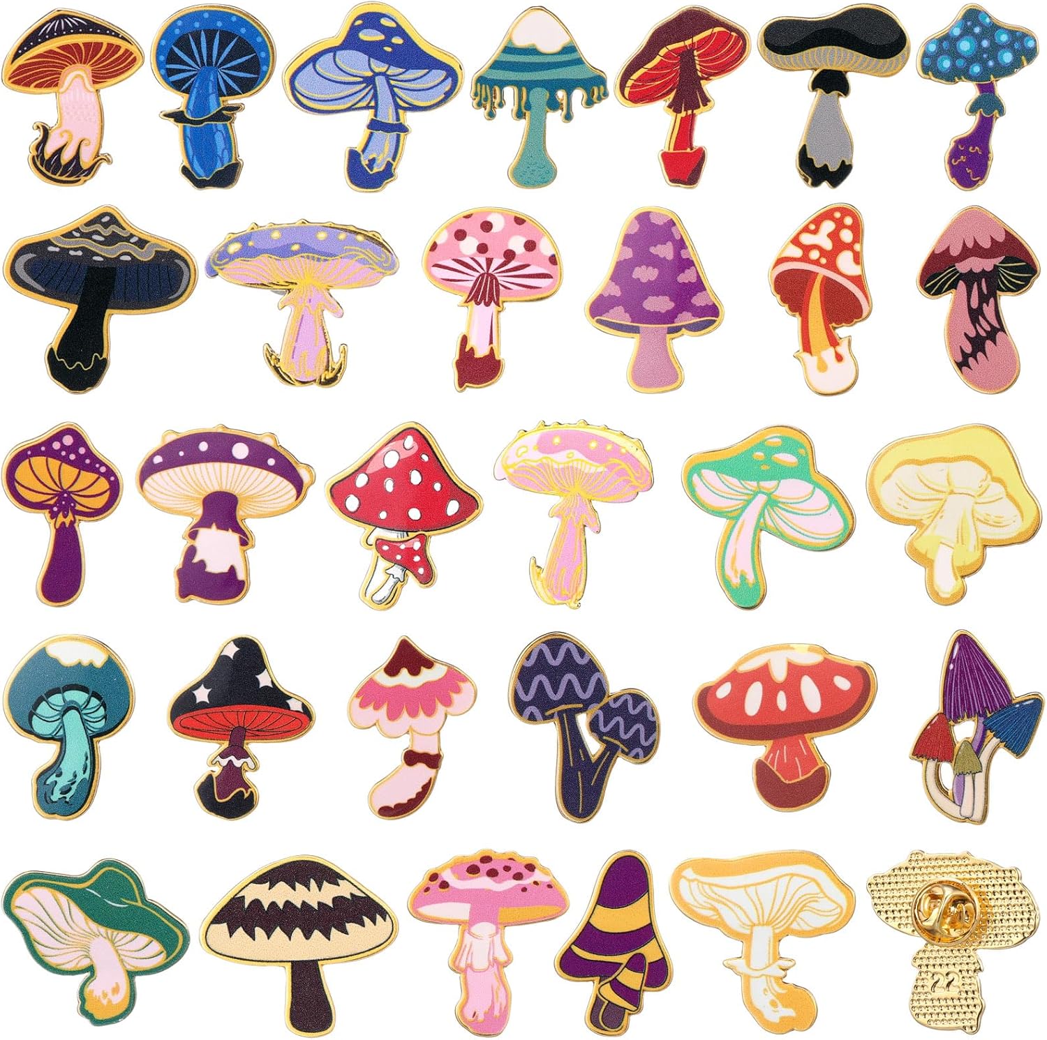 Landical 30 piezas, lindos pines de esmalte a granel, flores de plantas, animales, Halloween, gato negro, gótico, calabazas de otoño, primavera, broches de solapa de dibujos animados, pin de joyería