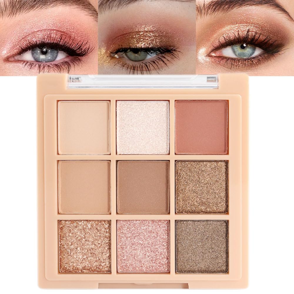 CAKAILA Brown Eyeshadow Palette-Neutral Nude Brown Smokey Eye Shadow Palette,Rose Gold Bronze Naked Cream Eyeshadow Palette Makeup,Natural Eyeshadow for Eyes Long Lasting Naturing-Looking