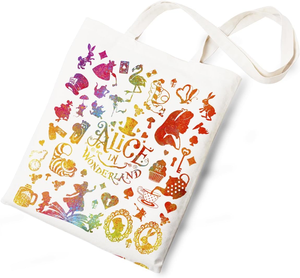Silhouette of Alice Tote Bag Cotton Reusable Tote Shoulder Bag Fans Canvas Tote Bag For Gifts For Friends Fans