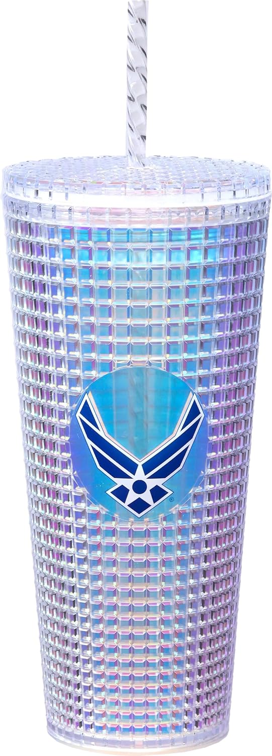 Spoontiques Peanuts Vaso de diamantes, 20 oz - Vaso texturizado con pajita, aislamiento de doble pared, sin BPA - Snoopy