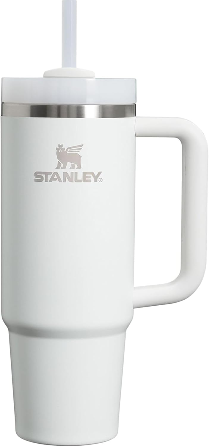 Stanley Quencher H2.0 - Vaso de acero inox. con asa, pajilla y tapa FlowState giratoria de 3 posiciones; aislamiento térmico/sin BPA; apto p/portavaso p/viaje; 30 oz, coral dorado (Goldenrod Coral)