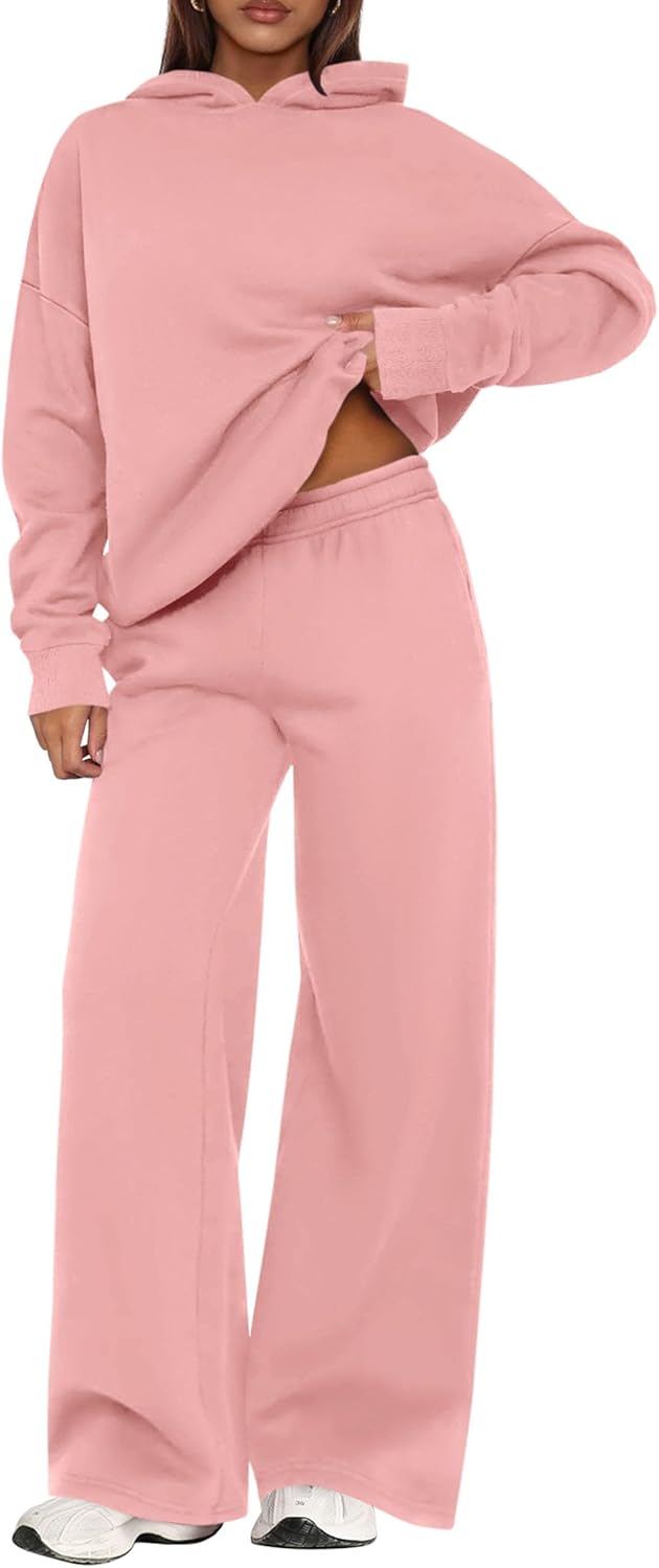 PRETTYGARDEN - Conjunto deportivo de 2 piezas para mujer, sudadera con capucha de manga larga, pantalones deportivos holgados y anchos, para otoño