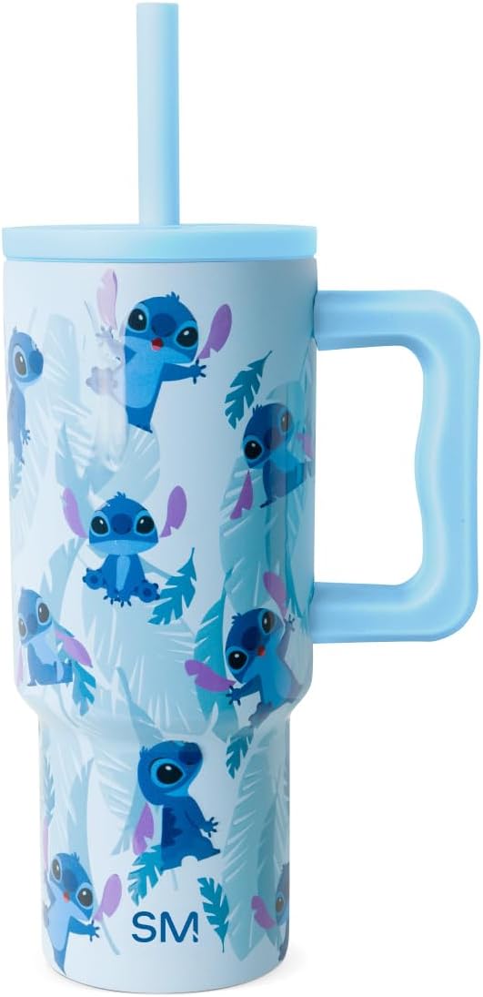 Simple Modern Disney Trek Kids - Vaso de acero inoxidable para niños y niñas, con asa y tapa con pajilla de silicona, resistente a derrames y fugas, reutilizable, Minnie Mouse en terrazo, 24 onzas