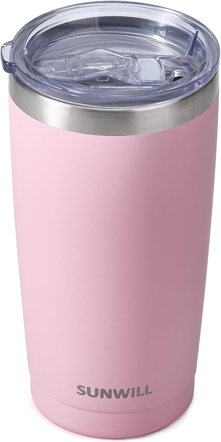 SUNWILL Vaso de café de viaje de 20 onzas, taza aislada con tapa, taza de acero inoxidable para exteriores, recubrimiento en polvo, color azul rey