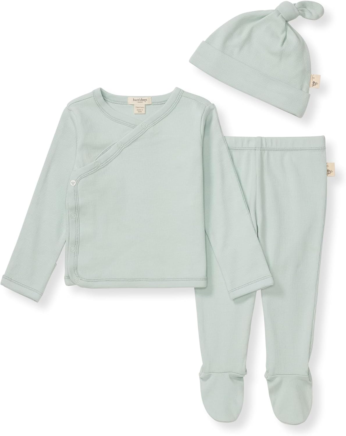 Burt's Bees Baby conjunto de bebé para niñas unisex Take Me Home, paquete de 3 piezas: top, pantalón y gorro